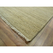 Load image into Gallery viewer, 9&#39;1&quot;x12&#39;3&quot; Ecru Brown, Modern Grass Design, Hand Knotted, Borderless, Tone On Tone, Wool And Silk, Denser Weave, Lush And Plush, Oriental Rug FWR458046
