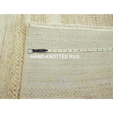 Load image into Gallery viewer, 9&#39;1&quot;x12&#39;3&quot; Ecru Brown, Modern Grass Design, Hand Knotted, Borderless, Tone On Tone, Wool And Silk, Denser Weave, Lush And Plush, Oriental Rug FWR458046