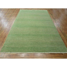 Load image into Gallery viewer, 8&#39;1&quot;x10&#39;3&quot; Peppermint Green, Modern Grass Design, Hand Knotted, Denser Weave, Tone on Tone, Borderless, Wool and Silk, Lush and Plush, Oriental Rug FWR458058