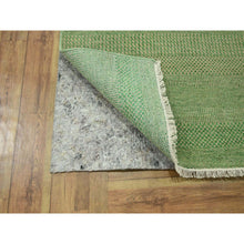 Load image into Gallery viewer, 8&#39;1&quot;x10&#39;3&quot; Peppermint Green, Modern Grass Design, Hand Knotted, Denser Weave, Tone on Tone, Borderless, Wool and Silk, Lush and Plush, Oriental Rug FWR458058