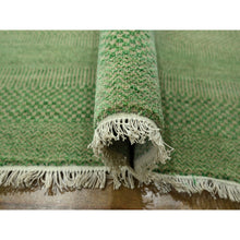 Load image into Gallery viewer, 8&#39;1&quot;x10&#39;3&quot; Peppermint Green, Modern Grass Design, Hand Knotted, Denser Weave, Tone on Tone, Borderless, Wool and Silk, Lush and Plush, Oriental Rug FWR458058
