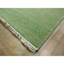 Load image into Gallery viewer, 8&#39;1&quot;x10&#39;3&quot; Peppermint Green, Modern Grass Design, Hand Knotted, Denser Weave, Tone on Tone, Borderless, Wool and Silk, Lush and Plush, Oriental Rug FWR458058