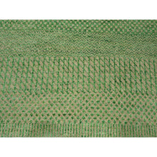 Load image into Gallery viewer, 8&#39;1&quot;x10&#39;3&quot; Peppermint Green, Modern Grass Design, Hand Knotted, Denser Weave, Tone on Tone, Borderless, Wool and Silk, Lush and Plush, Oriental Rug FWR458058
