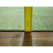 Load image into Gallery viewer, 8&#39;1&quot;x10&#39;3&quot; Peppermint Green, Modern Grass Design, Hand Knotted, Denser Weave, Tone on Tone, Borderless, Wool and Silk, Lush and Plush, Oriental Rug FWR458058
