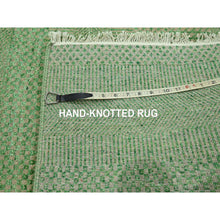 Load image into Gallery viewer, 8&#39;1&quot;x10&#39;3&quot; Peppermint Green, Modern Grass Design, Hand Knotted, Denser Weave, Tone on Tone, Borderless, Wool and Silk, Lush and Plush, Oriental Rug FWR458058