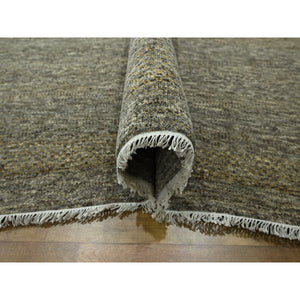 8'x10' Cedar Brown, Modern Grass Design, Hand Knotted, Borderless, Tone on Tone, Denser Weave, Wool and Silk, Lush and Plush, Oriental Rug FWR458064