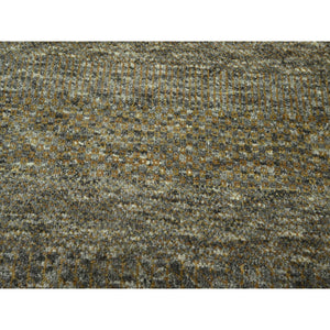8'x10' Cedar Brown, Modern Grass Design, Hand Knotted, Borderless, Tone on Tone, Denser Weave, Wool and Silk, Lush and Plush, Oriental Rug FWR458064