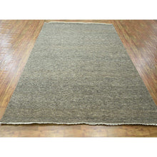 Load image into Gallery viewer, 8&#39;x10&#39; Stone Gray, Modern Grass Design, Wool and Silk, Hand Knotted, Borderless, Denser Weave, Tone on Tone, Lush and Plush, Oriental Rug FWR458070