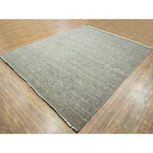 Load image into Gallery viewer, 8&#39;x10&#39; Stone Gray, Modern Grass Design, Wool and Silk, Hand Knotted, Borderless, Denser Weave, Tone on Tone, Lush and Plush, Oriental Rug FWR458070