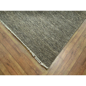 8'x10' Stone Gray, Modern Grass Design, Wool and Silk, Hand Knotted, Borderless, Denser Weave, Tone on Tone, Lush and Plush, Oriental Rug FWR458070