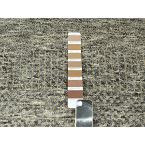 8'x10' Stone Gray, Modern Grass Design, Wool and Silk, Hand Knotted, Borderless, Denser Weave, Tone on Tone, Lush and Plush, Oriental Rug FWR458070