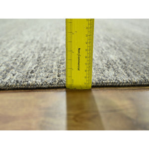 8'x10' Stone Gray, Modern Grass Design, Wool and Silk, Hand Knotted, Borderless, Denser Weave, Tone on Tone, Lush and Plush, Oriental Rug FWR458070
