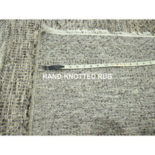 Load image into Gallery viewer, 8&#39;x10&#39; Stone Gray, Modern Grass Design, Wool and Silk, Hand Knotted, Borderless, Denser Weave, Tone on Tone, Lush and Plush, Oriental Rug FWR458070