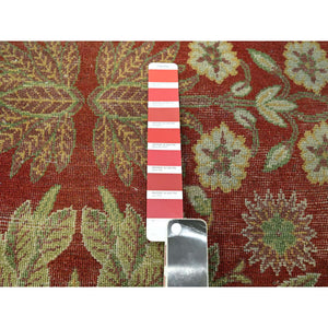8'x10'2" Auburn Red, Original Mughal Design Agra, Zero Pile, 100% Wool, Hand Knotted, Vegetable Dyes, Oriental Rug FWR458076