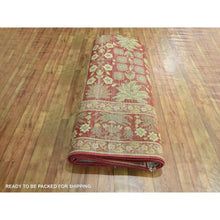 Load image into Gallery viewer, 8&#39;x10&#39;2&quot; Auburn Red, Original Mughal Design Agra, Zero Pile, 100% Wool, Hand Knotted, Vegetable Dyes, Oriental Rug FWR458076