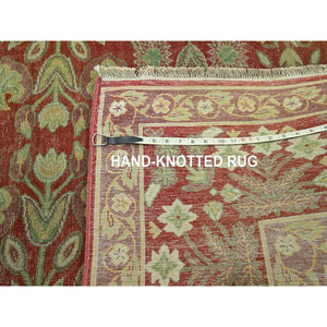 8'x10'2" Auburn Red, Original Mughal Design Agra, Zero Pile, 100% Wool, Hand Knotted, Vegetable Dyes, Oriental Rug FWR458076