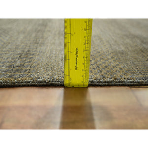 7'10"x10' Honey Brown, Modern Grass Design, Hand Knotted, Tone on Tone, Wool and Silk, Denser Weave, Lush and Plush, Borderless, Oriental Rug FWR458082