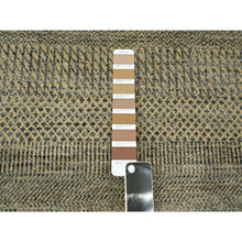 Load image into Gallery viewer, 2&#39;6&quot;x20&#39;4&quot; Ecru Brown, Modern Grass Design, Hand Knotted, Wool and Silk, Denser Weave, Tone on Tone, Lush and Plush, Borderless, XL Runner, Oriental Rug FWR458088