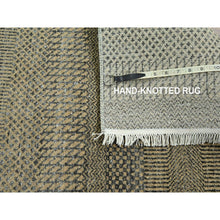 Load image into Gallery viewer, 2&#39;6&quot;x20&#39;4&quot; Ecru Brown, Modern Grass Design, Hand Knotted, Wool And Silk, Denser Weave, Tone On Tone, Lush And Plush, Borderless, Xl Runner, Oriental Rug FWR458088