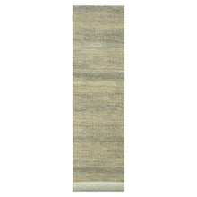 Load image into Gallery viewer, 2&#39;7&quot;x20&#39;4&quot; Khaki Brown, Modern Grass Design, Hand Knotted, Borderless, Denser Weave, Tone on Tone, Wool and Silk, Lush and Plush, XL Runner, Oriental Rug FWR458094
