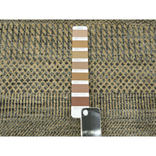 Load image into Gallery viewer, 2&#39;7&quot;x20&#39;4&quot; Khaki Brown, Modern Grass Design, Hand Knotted, Borderless, Denser Weave, Tone on Tone, Wool and Silk, Lush and Plush, XL Runner, Oriental Rug FWR458094