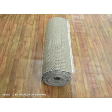Load image into Gallery viewer, 2&#39;7&quot;x20&#39;4&quot; Khaki Brown, Modern Grass Design, Hand Knotted, Borderless, Denser Weave, Tone on Tone, Wool and Silk, Lush and Plush, XL Runner, Oriental Rug FWR458094