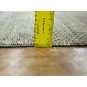 2'7"x20'4" Khaki Brown, Modern Grass Design, Hand Knotted, Borderless, Denser Weave, Tone on Tone, Wool and Silk, Lush and Plush, XL Runner, Oriental Rug FWR458094