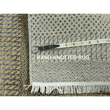 Load image into Gallery viewer, 2&#39;7&quot;x20&#39;4&quot; Khaki Brown, Modern Grass Design, Hand Knotted, Borderless, Denser Weave, Tone on Tone, Wool and Silk, Lush and Plush, XL Runner, Oriental Rug FWR458094