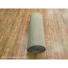 Load image into Gallery viewer, 3&#39;x21&#39;10&quot; Dark Vanilla Brown, Modern Grass Design, Wool and Silk, Hand Knotted, Borderless, Denser Weave, Tone on Tone, Lush and Plush, XL Runner, Oriental Rug FWR458100