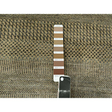 Load image into Gallery viewer, 3&#39;x21&#39;10&quot; Ecru Brown, Modern Grass Design, Hand Knotted, Borderless, Denser Weave, Tone on Tone, Wool and Silk, Lush and Plush, XL Runner, Oriental Rug FWR458106