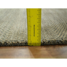 Load image into Gallery viewer, 3&#39;x21&#39;10&quot; Ecru Brown, Modern Grass Design, Hand Knotted, Borderless, Denser Weave, Tone on Tone, Wool and Silk, Lush and Plush, XL Runner, Oriental Rug FWR458106