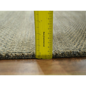 3'x21'10" Ecru Brown, Modern Grass Design, Hand Knotted, Borderless, Denser Weave, Tone on Tone, Wool and Silk, Lush and Plush, XL Runner, Oriental Rug FWR458106