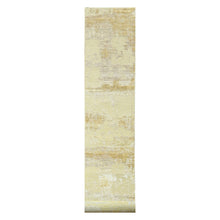 Load image into Gallery viewer, 2&#39;6&quot;x19&#39; Parchment White &amp; Brown, Modern Abstract Design with Natural Colors, Wool and Silk, Hand Knotted, XL Runner, Oriental Rug FWR458112