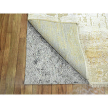 Load image into Gallery viewer, 2&#39;6&quot;x19&#39; Parchment White &amp; Brown, Modern Abstract Design with Natural Colors, Wool and Silk, Hand Knotted, XL Runner, Oriental Rug FWR458112