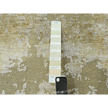 Load image into Gallery viewer, 2&#39;6&quot;x19&#39; Parchment White &amp; Brown, Modern Abstract Design with Natural Colors, Wool and Silk, Hand Knotted, XL Runner, Oriental Rug FWR458112