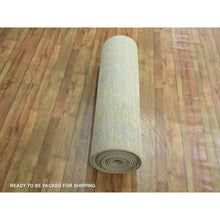 Load image into Gallery viewer, 2&#39;6&quot;x19&#39; Parchment White &amp; Brown, Modern Abstract Design with Natural Colors, Wool and Silk, Hand Knotted, XL Runner, Oriental Rug FWR458112