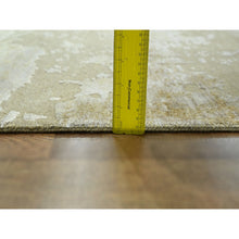 Load image into Gallery viewer, 2&#39;6&quot;x19&#39; Parchment White &amp; Brown, Modern Abstract Design with Natural Colors, Wool and Silk, Hand Knotted, XL Runner, Oriental Rug FWR458112