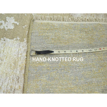 Load image into Gallery viewer, 2&#39;6&quot;x19&#39; Parchment White &amp; Brown, Modern Abstract Design with Natural Colors, Wool and Silk, Hand Knotted, XL Runner, Oriental Rug FWR458112