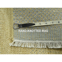Load image into Gallery viewer, 2&#39;x2&#39; Ecru Brown, Modern Grass Design, Wool And Silk, Hand Knotted, Denser Weave, Tone On Tone, Lush And Plush, Sample, Mat, Square, Oriental Rug FWR458118