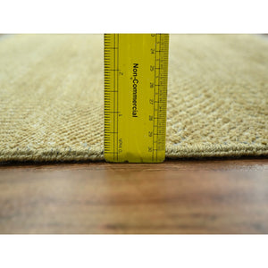 2'x2' Honey Brown, Modern Grass Design, Wool and Silk, Hand Knotted, Denser Weave, Tone on Tone, Lush and Plush, Sample, Mat, Square, Oriental Rug FWR458124