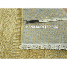 Load image into Gallery viewer, 2&#39;x2&#39; Honey Brown, Modern Grass Design, Wool and Silk, Hand Knotted, Denser Weave, Tone on Tone, Lush and Plush, Sample, Mat, Square, Oriental Rug FWR458124