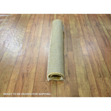 Load image into Gallery viewer, 2&#39;x2&#39; Honey Brown, Modern Grass Design, Wool and Silk, Hand Knotted, Denser Weave, Tone on Tone, Lush and Plush, Sample, Mat, Square, Oriental Rug FWR458124