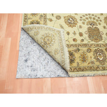 Load image into Gallery viewer, 5&#39;5&quot;x8&#39; Linen White, Agra With Ziegler Design, Colorful Leaf Pattern, Hand Knotted, Pure Wool, Zero Pile, Oriental Rug FWR458130