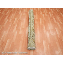 Load image into Gallery viewer, 5&#39;5&quot;x8&#39; Linen White, Agra with Ziegler Design, Colorful Leaf Pattern, Hand Knotted, Pure Wool, Zero Pile, Oriental Rug FWR458130