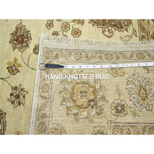 Load image into Gallery viewer, 5&#39;5&quot;x8&#39; Linen White, Agra With Ziegler Design, Colorful Leaf Pattern, Hand Knotted, Pure Wool, Zero Pile, Oriental Rug FWR458130