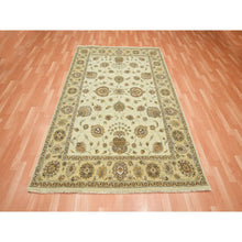 Load image into Gallery viewer, 5&#39;6&quot;x8&#39;1&quot; Boulder Ivory, Agra with Ziegler Design, Colorful Leaf Pattern, Hand Knotted, 100% Wool, Zero Pile, Oriental Rug FWR458136