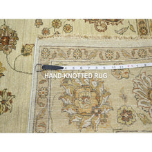 Load image into Gallery viewer, 5&#39;6&quot;x8&#39;1&quot; Linen White, Pure Wool, Agra with Ziegler Design, Colorful Leaf Pattern, Zero Pile, Hand Knotted, Oriental Rug FWR458166