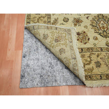 Load image into Gallery viewer, 5&#39;6&quot;x8&#39; Beige, Hand Knotted, Agra With Ziegler Design, Colorful Leaf Pattern, Pure Wool, Zero Pile, Oriental Rug FWR458142
