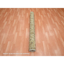 Load image into Gallery viewer, 5&#39;6&quot;x8&#39; Beige, Hand Knotted, Agra with Ziegler Design, Colorful Leaf Pattern, Pure Wool, Zero Pile, Oriental Rug FWR458142