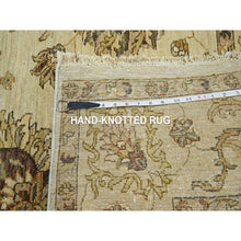 Load image into Gallery viewer, 5&#39;6&quot;x8&#39; Boulder Ivory, Agra with Ziegler Design, Colorful Leaf Pattern, Hand Knotted, Pure Wool, Zero Pile, Oriental Rug FWR458154